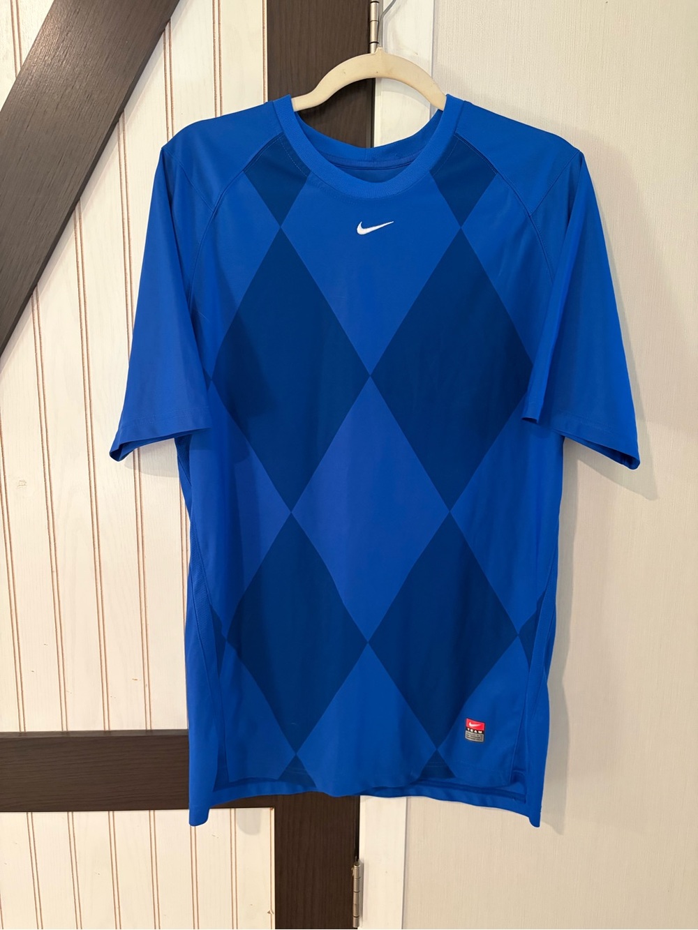 Nike Dri-Fit Argyle Shirt Men's Size Medium 2 Tone Blue - Nice!